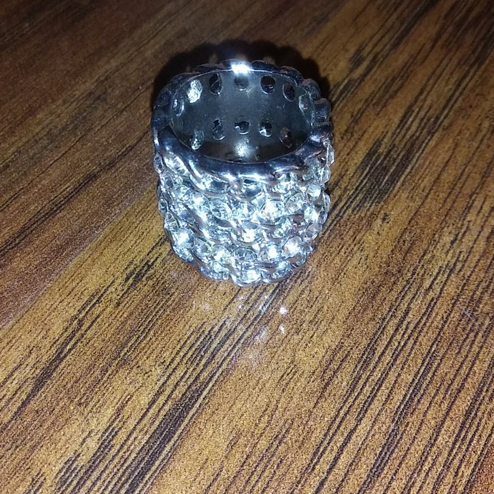 Rhinestone and chain ring
